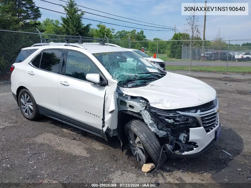 2022 Chevrolet Equinox Awd Premier VIN: 3GNAXXEV1NS190640 Lot: 39925269