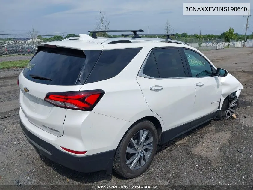 2022 Chevrolet Equinox Awd Premier VIN: 3GNAXXEV1NS190640 Lot: 39925269