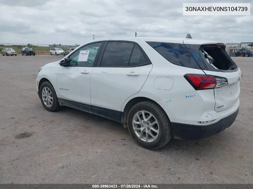 2022 Chevrolet Equinox Fwd Ls VIN: 3GNAXHEV0NS104739 Lot: 39963423