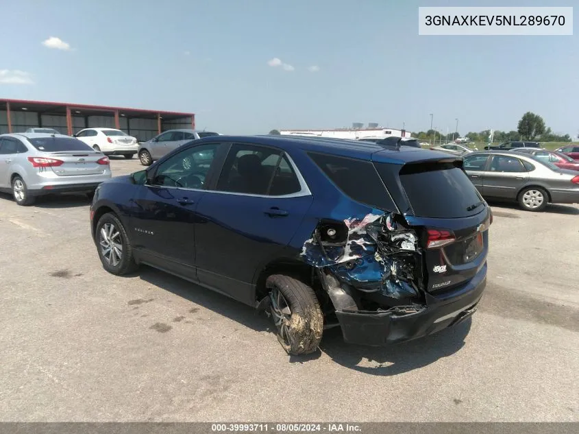 2022 Chevrolet Equinox Fwd Lt VIN: 3GNAXKEV5NL289670 Lot: 39993711