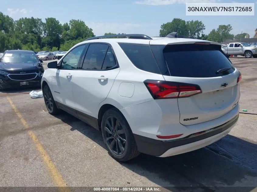 2022 Chevrolet Equinox Awd Rs VIN: 3GNAXWEV7NS172685 Lot: 40087084