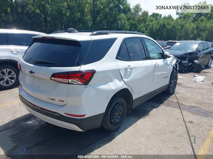 2022 Chevrolet Equinox Awd Rs VIN: 3GNAXWEV7NS172685 Lot: 40087084