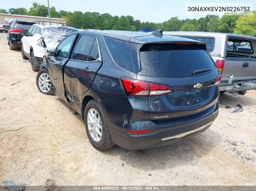 2022 Chevrolet Equinox Fwd Lt VIN: 3GNAXKEV2NS226757 Lot: 40090232