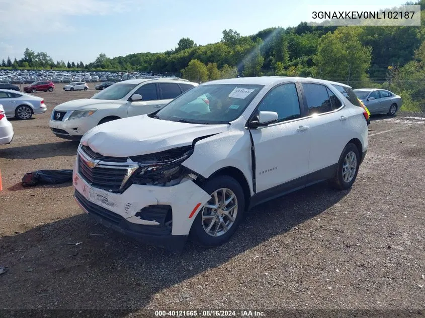 2022 Chevrolet Equinox Fwd Lt VIN: 3GNAXKEV0NL102187 Lot: 40121665