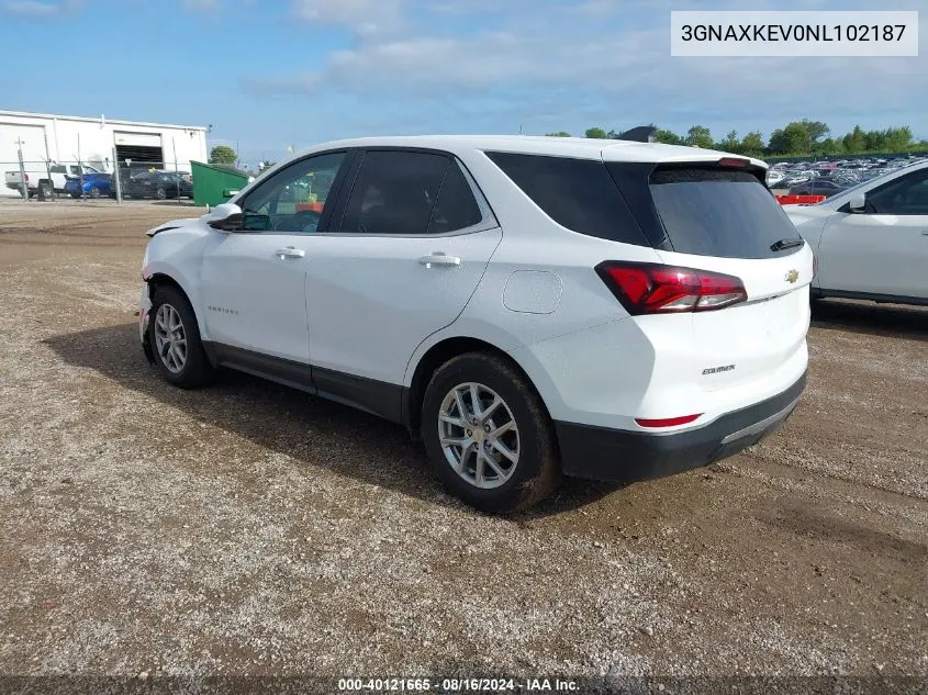 2022 Chevrolet Equinox Fwd Lt VIN: 3GNAXKEV0NL102187 Lot: 40121665