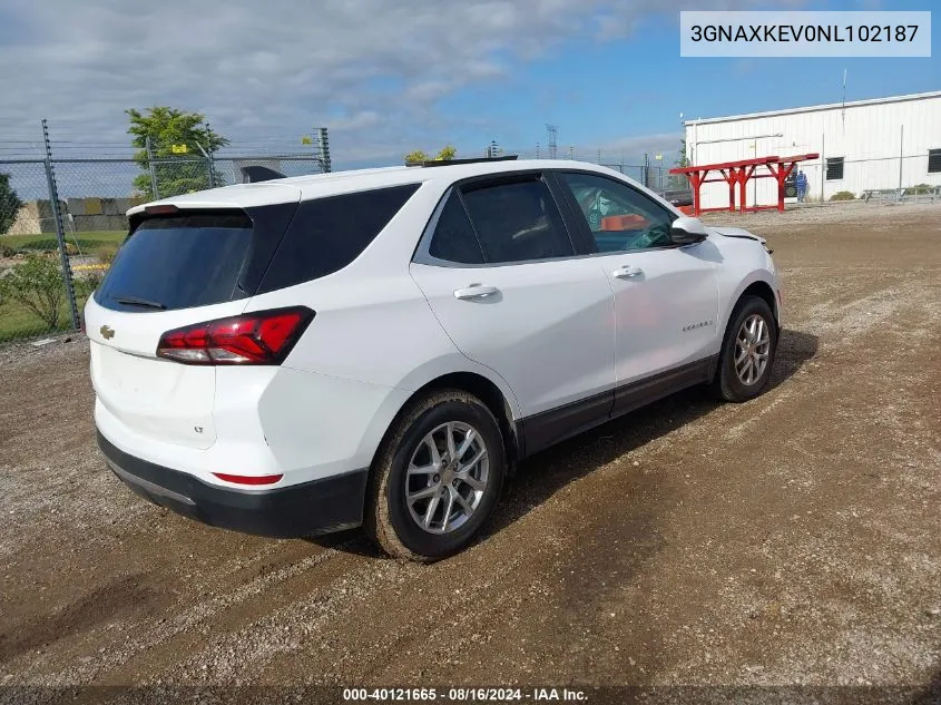 2022 Chevrolet Equinox Fwd Lt VIN: 3GNAXKEV0NL102187 Lot: 40121665