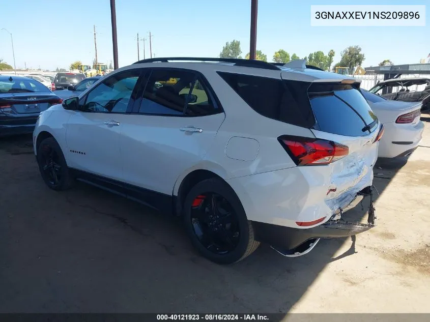 2022 Chevrolet Equinox Awd Premier VIN: 3GNAXXEV1NS209896 Lot: 40121923