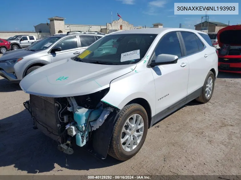 2022 Chevrolet Equinox Fwd Lt VIN: 3GNAXKEV4NL193903 Lot: 40129292