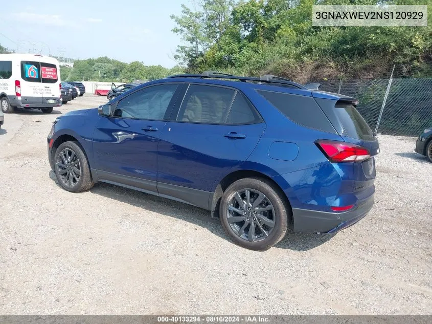 2022 Chevrolet Equinox Awd Rs VIN: 3GNAXWEV2NS120929 Lot: 40133294