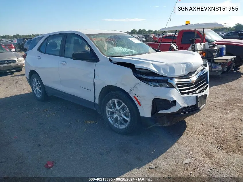 2022 Chevrolet Equinox Fwd Ls VIN: 3GNAXHEVXNS151955 Lot: 40213395