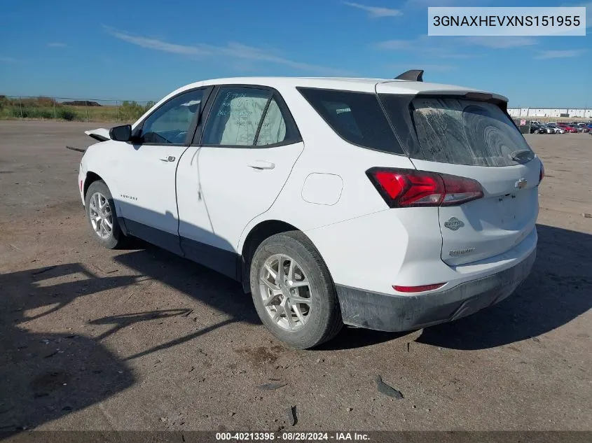 2022 Chevrolet Equinox Fwd Ls VIN: 3GNAXHEVXNS151955 Lot: 40213395