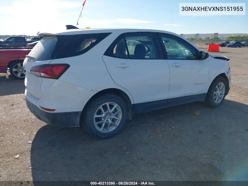 2022 Chevrolet Equinox Fwd Ls VIN: 3GNAXHEVXNS151955 Lot: 40213395