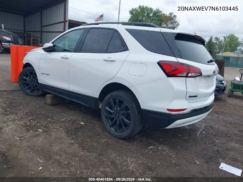 2GNAXWEV7N6103445 2022 Chevrolet Equinox Awd Rs