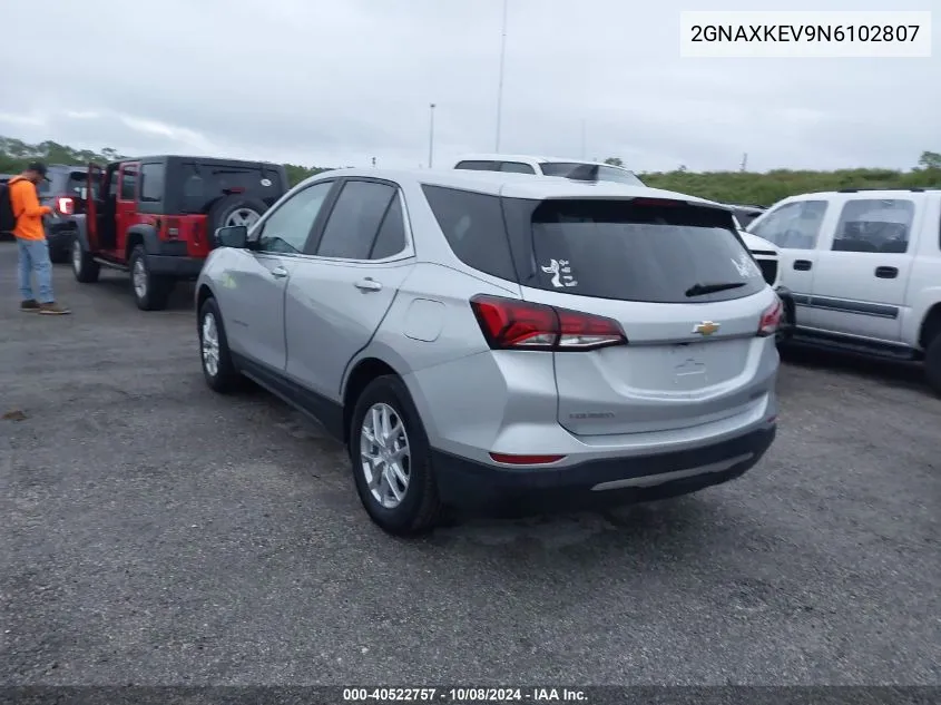 2022 Chevrolet Equinox Lt VIN: 2GNAXKEV9N6102807 Lot: 40522757