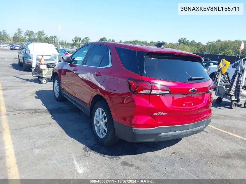 2022 Chevrolet Equinox Lt VIN: 3GNAXKEV8NL156711 Lot: 40532411