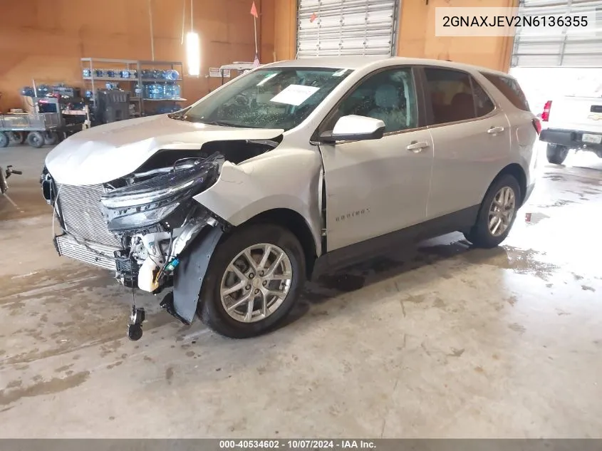 2022 Chevrolet Equinox Fwd 2Fl VIN: 2GNAXJEV2N6136355 Lot: 40534602