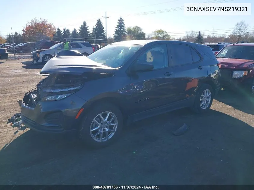 2022 Chevrolet Equinox Awd Ls VIN: 3GNAXSEV7NS219321 Lot: 40781756