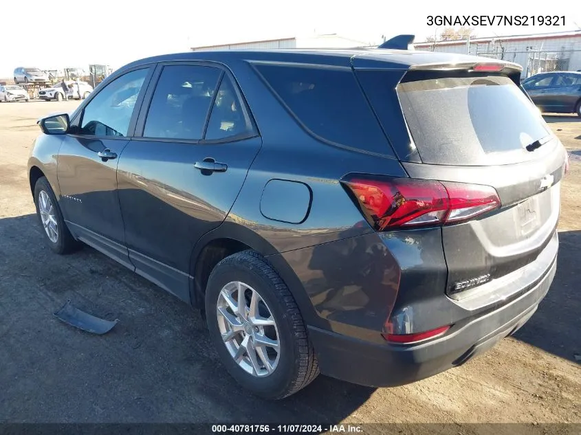 2022 Chevrolet Equinox Awd Ls VIN: 3GNAXSEV7NS219321 Lot: 40781756