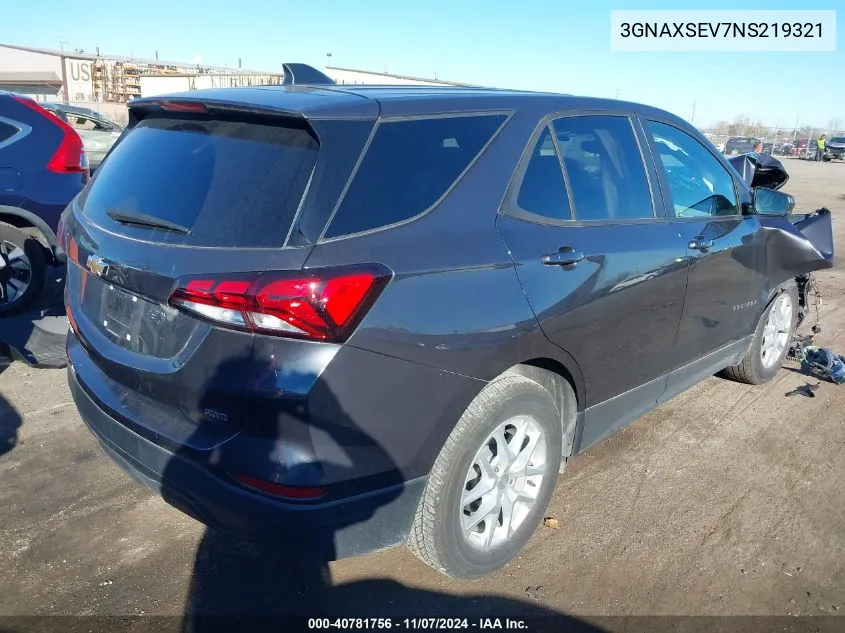 2022 Chevrolet Equinox Awd Ls VIN: 3GNAXSEV7NS219321 Lot: 40781756