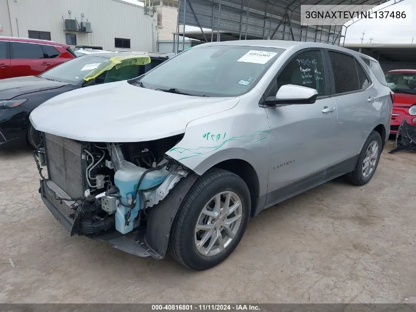 2022 Chevrolet Equinox Awd 2Fl VIN: 3GNAXTEV1NL137486 Lot: 40816801