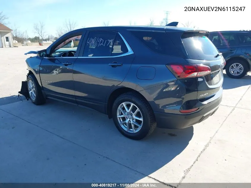 2022 Chevrolet Equinox Awd Lt VIN: 2GNAXUEV2N6115247 Lot: 40819217