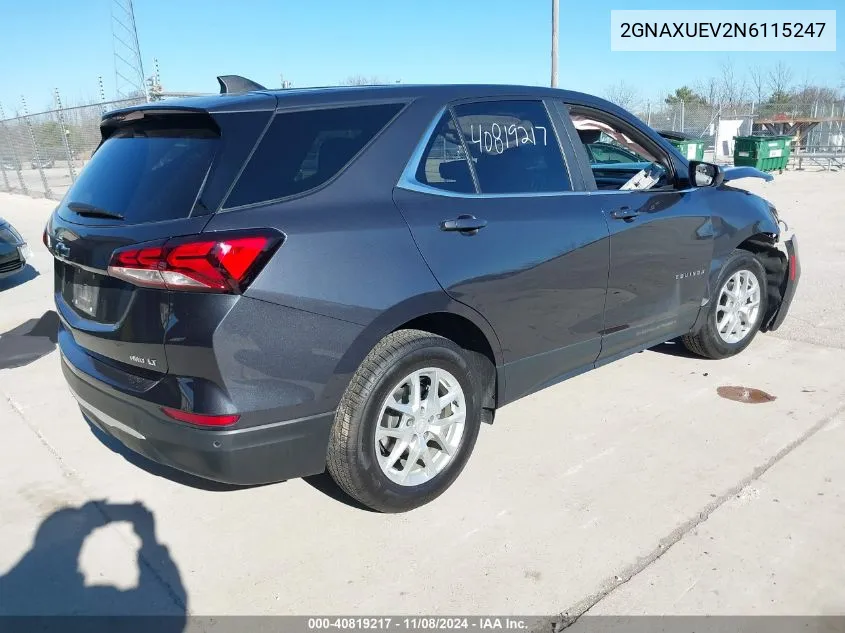 2022 Chevrolet Equinox Awd Lt VIN: 2GNAXUEV2N6115247 Lot: 40819217