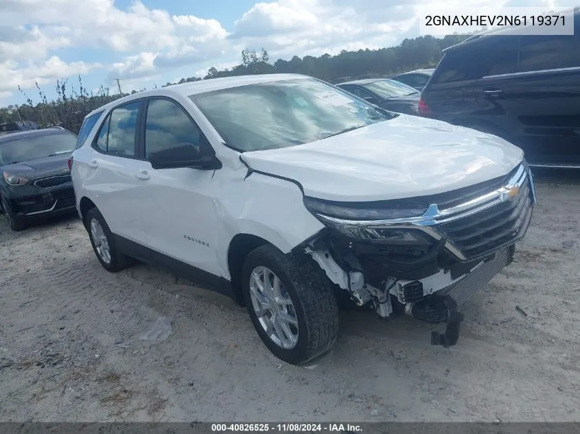 2022 Chevrolet Equinox Fwd Ls VIN: 2GNAXHEV2N6119371 Lot: 40826525