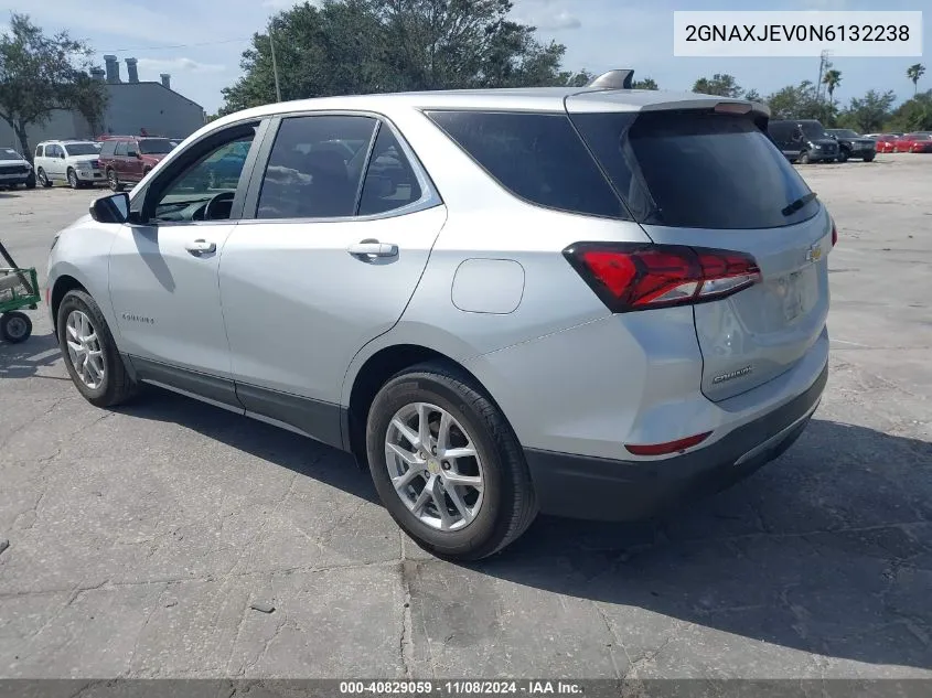 2022 Chevrolet Equinox Fwd 2Fl VIN: 2GNAXJEV0N6132238 Lot: 40829059