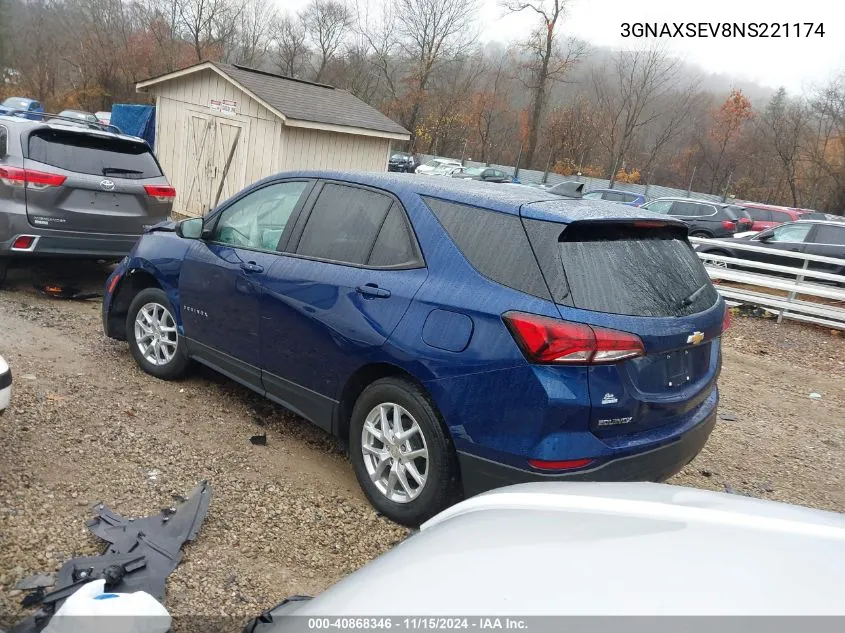 2022 Chevrolet Equinox Awd Ls VIN: 3GNAXSEV8NS221174 Lot: 40868346