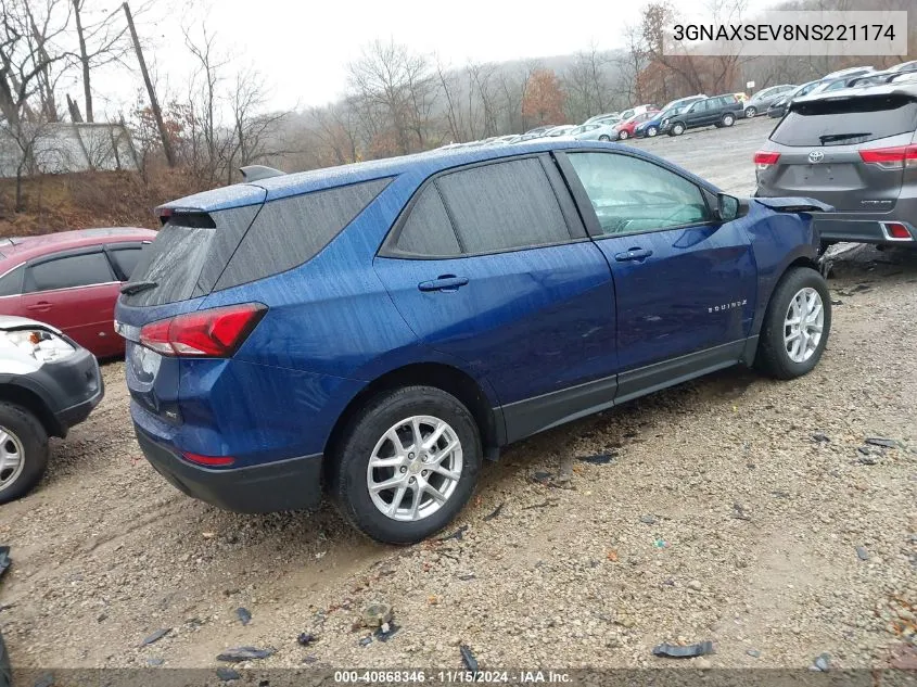 2022 Chevrolet Equinox Awd Ls VIN: 3GNAXSEV8NS221174 Lot: 40868346