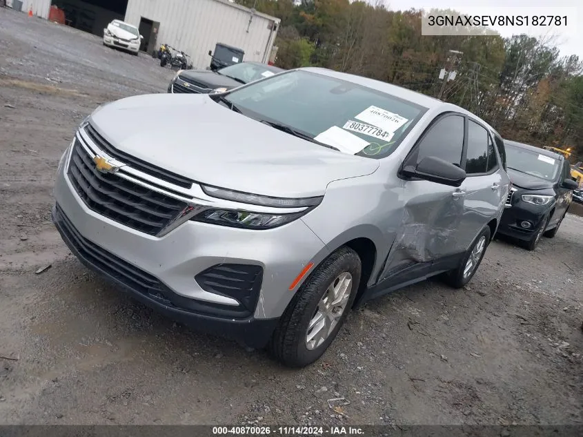 2022 Chevrolet Equinox Awd Ls VIN: 3GNAXSEV8NS182781 Lot: 40870026