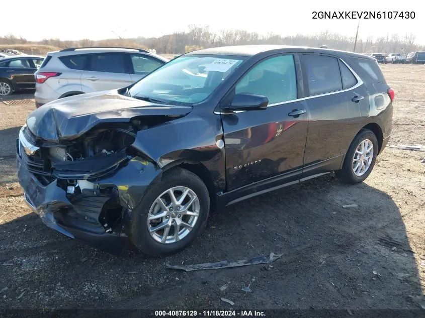 2022 Chevrolet Equinox Fwd Lt VIN: 2GNAXKEV2N6107430 Lot: 40876129