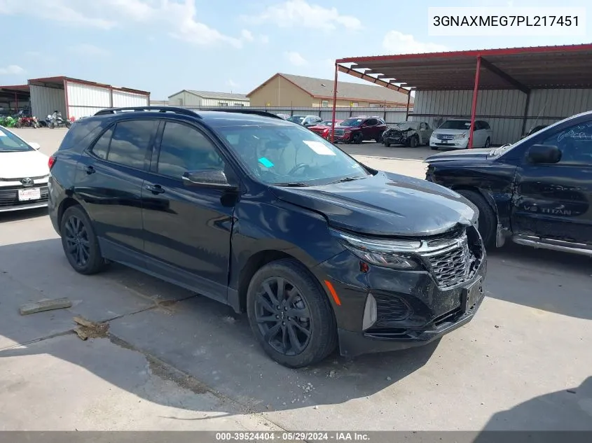 2023 Chevrolet Equinox Fwd Rs VIN: 3GNAXMEG7PL217451 Lot: 39524404