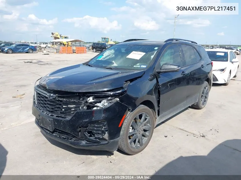 2023 Chevrolet Equinox Fwd Rs VIN: 3GNAXMEG7PL217451 Lot: 39524404