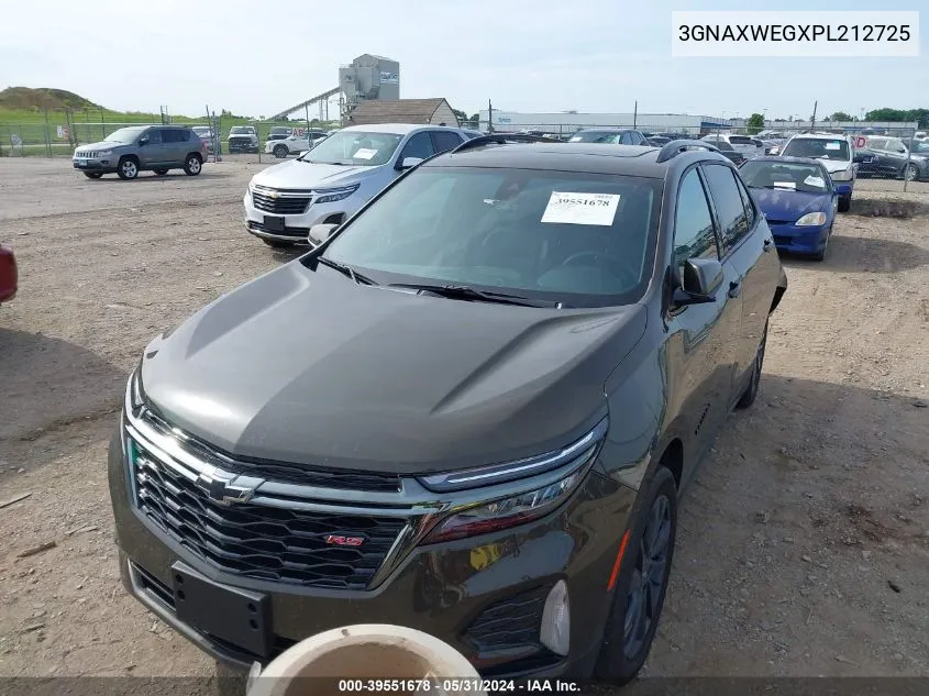 2023 Chevrolet Equinox Awd Rs VIN: 3GNAXWEGXPL212725 Lot: 39551678