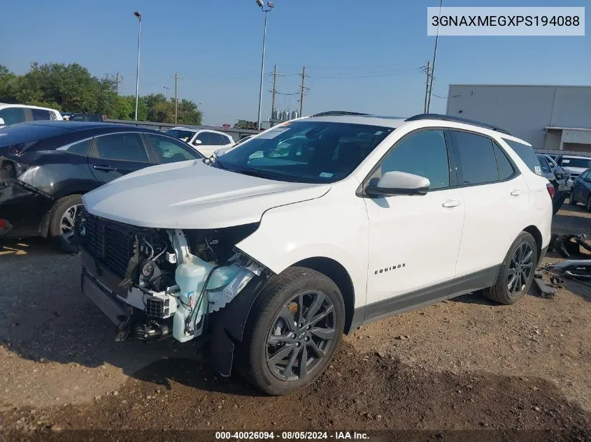 2023 Chevrolet Equinox Fwd Rs VIN: 3GNAXMEGXPS194088 Lot: 40026094