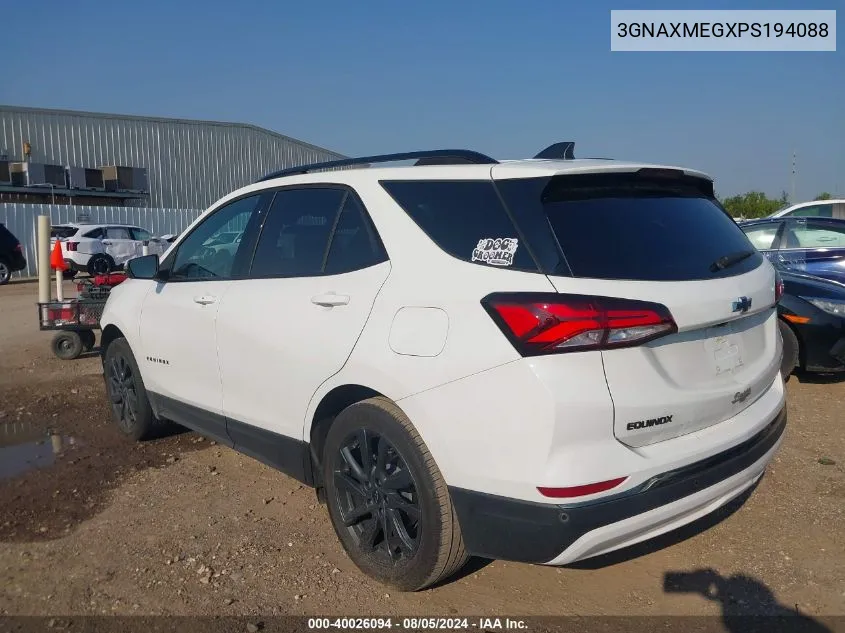 2023 Chevrolet Equinox Fwd Rs VIN: 3GNAXMEGXPS194088 Lot: 40026094