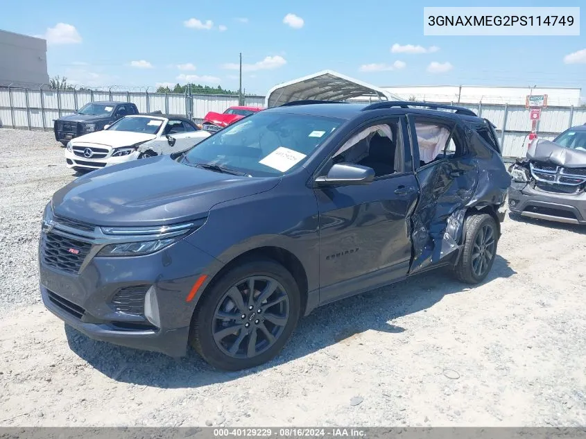 2023 Chevrolet Equinox Fwd Rs VIN: 3GNAXMEG2PS114749 Lot: 40129229