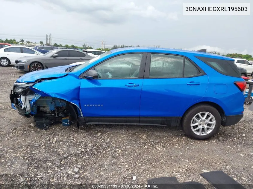 2024 Chevrolet Equinox Fwd Ls VIN: 3GNAXHEGXRL195603 Lot: 39991199