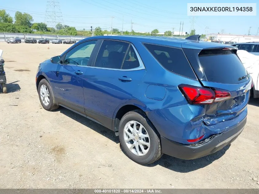 2024 Chevrolet Equinox Fwd Lt VIN: 3GNAXKEG0RL194358 Lot: 40101820