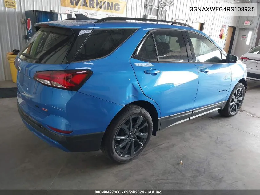 2024 Chevrolet Equinox Rs VIN: 3GNAXWEG4RS108935 Lot: 40427300