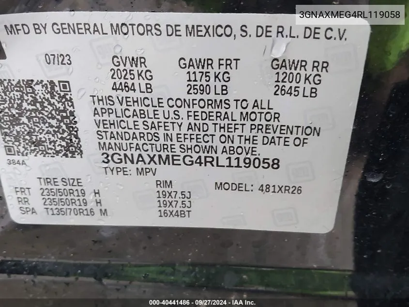 3GNAXMEG4RL119058 2024 Chevrolet Equinox Fwd Rs