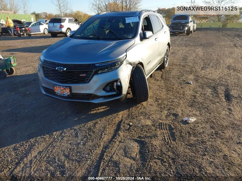 2024 Chevrolet Equinox Awd Rs VIN: 3GNAXWEG9RS116125 Lot: 40687777