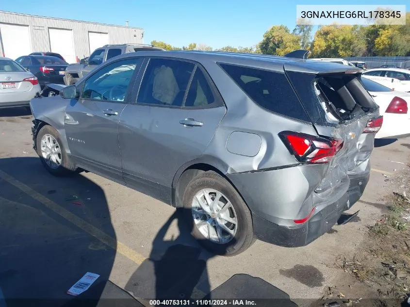 2024 Chevrolet Equinox Fwd Ls VIN: 3GNAXHEG6RL178345 Lot: 40753131