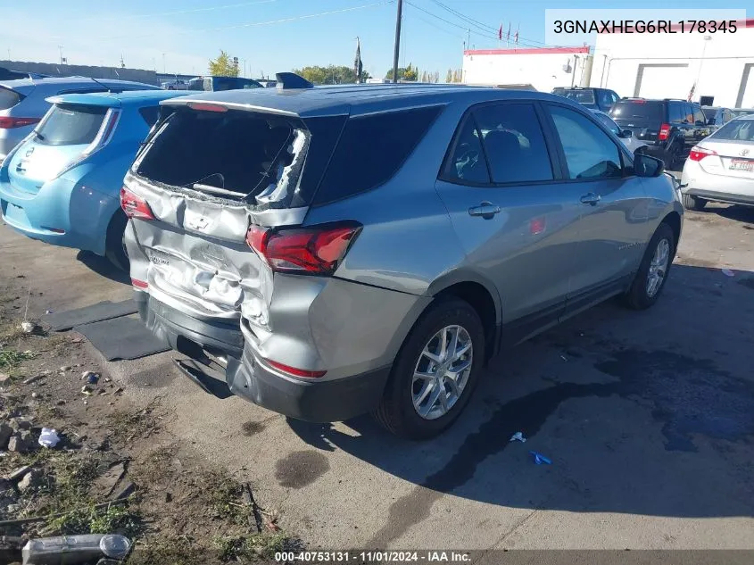 2024 Chevrolet Equinox Fwd Ls VIN: 3GNAXHEG6RL178345 Lot: 40753131