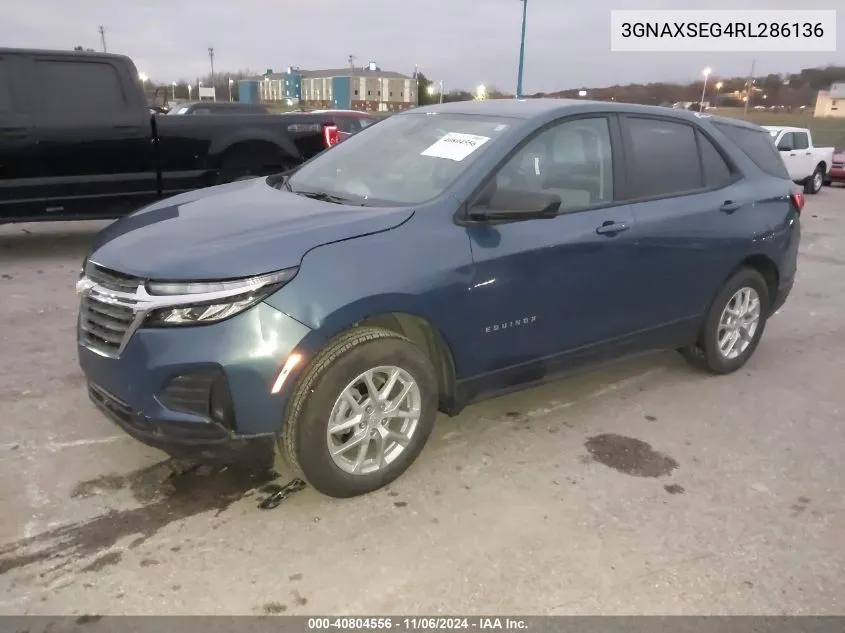 2024 Chevrolet Equinox Ls VIN: 3GNAXSEG4RL286136 Lot: 40804556