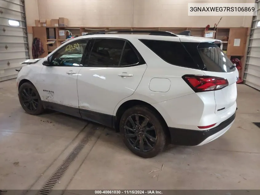 2024 Chevrolet Equinox Awd Rs VIN: 3GNAXWEG7RS106869 Lot: 40861030