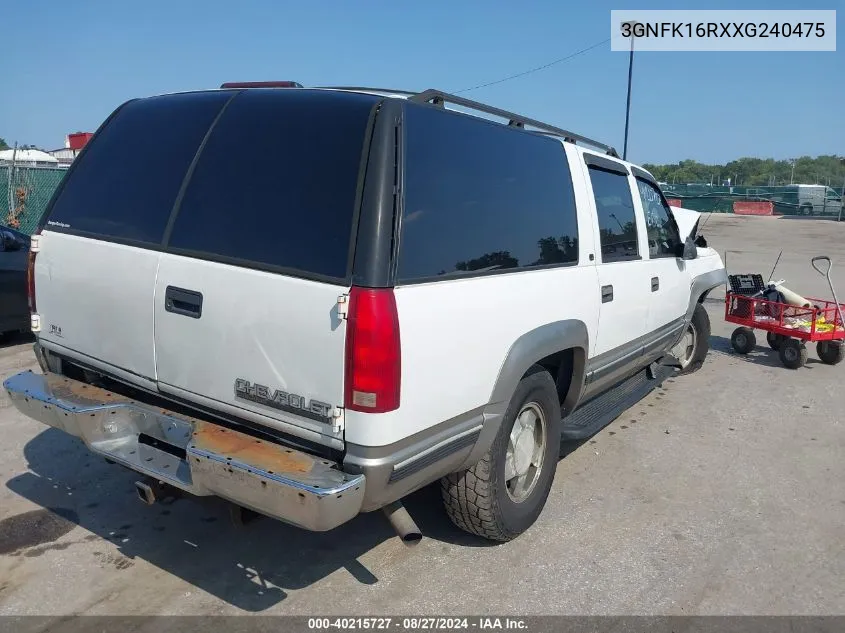 3GNFK16RXXG240475 1999 Chevrolet Suburban 1500 Lt