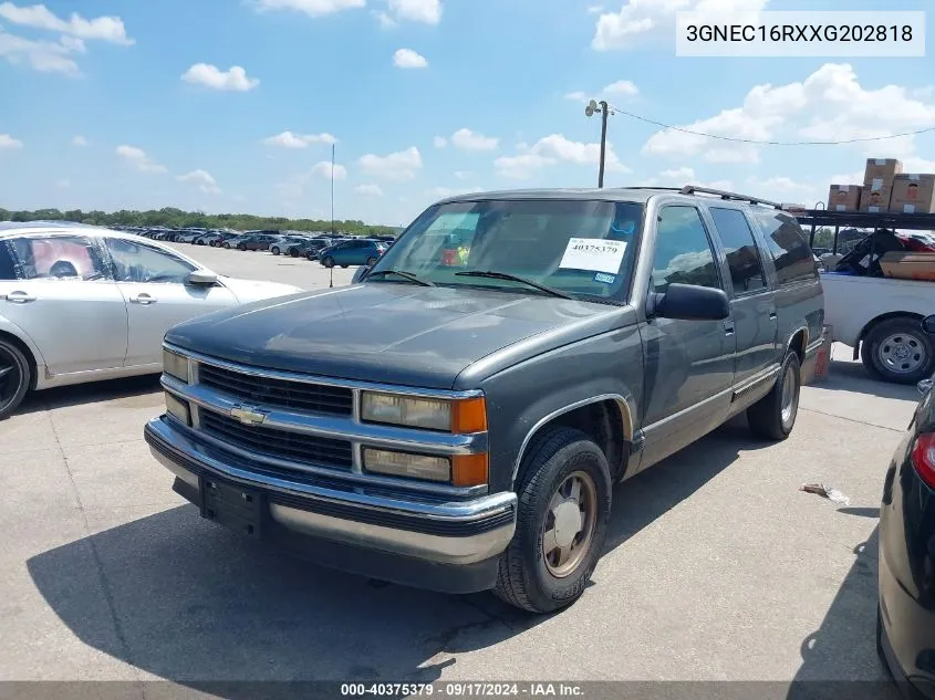 1999 Chevrolet Suburban 1500 Lt VIN: 3GNEC16RXXG202818 Lot: 40375379