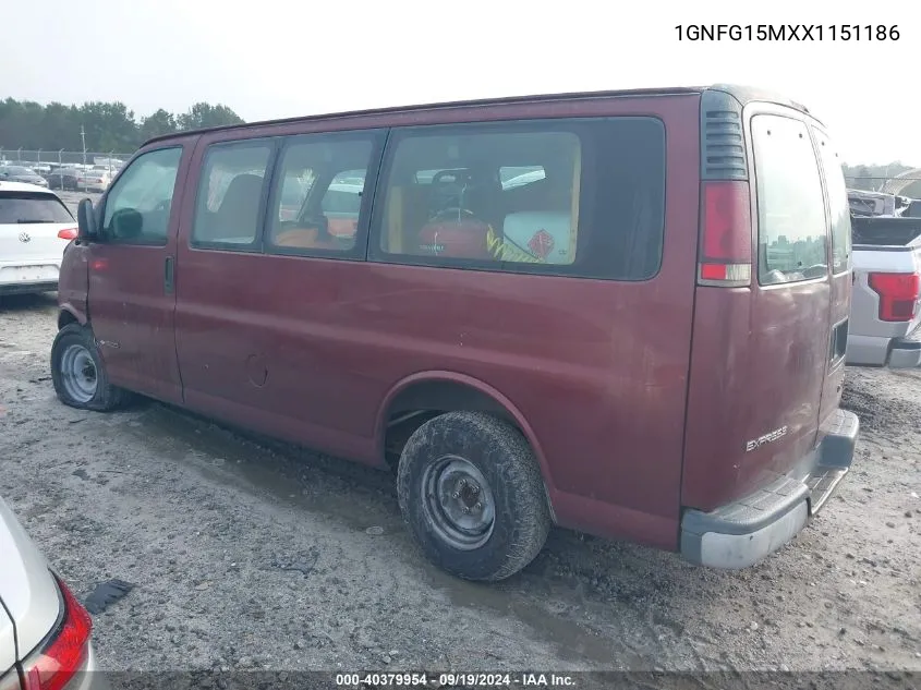 1999 Chevrolet Express VIN: 1GNFG15MXX1151186 Lot: 40379954